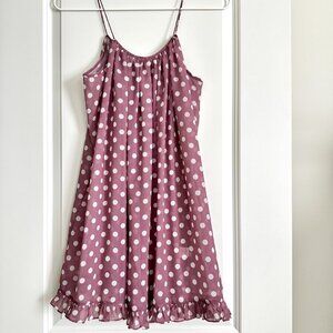 CAROLINE CONSTAS Lavender Sleeveless Sheer Polka Dot Mini Dress Size XS